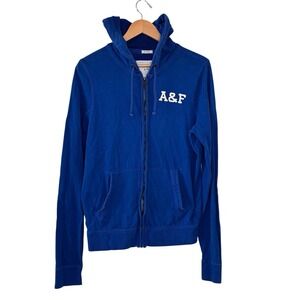 Abercrombie & Fitch Mens Thick Muscle Hoodie Y2K Logo Full Zip Size M Blue